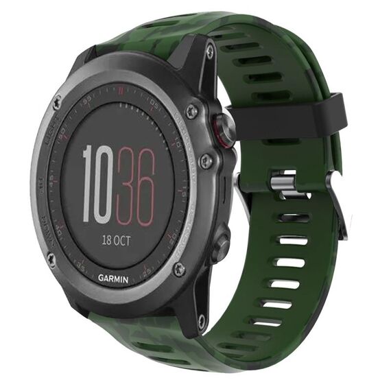Per Garmin Fenix 3 26mm Cinturino in silicone stampato mimetico (verde militare + mimetico militare)