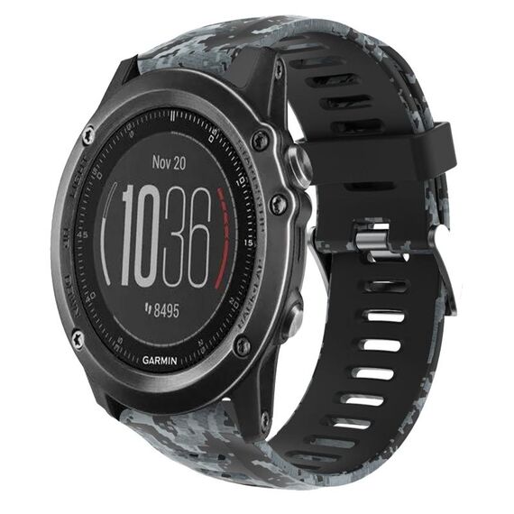 Per Garmin Fenix 3 HR 26mm Cinturino in silicone stampato mimetico (nero + mimetico digitale)