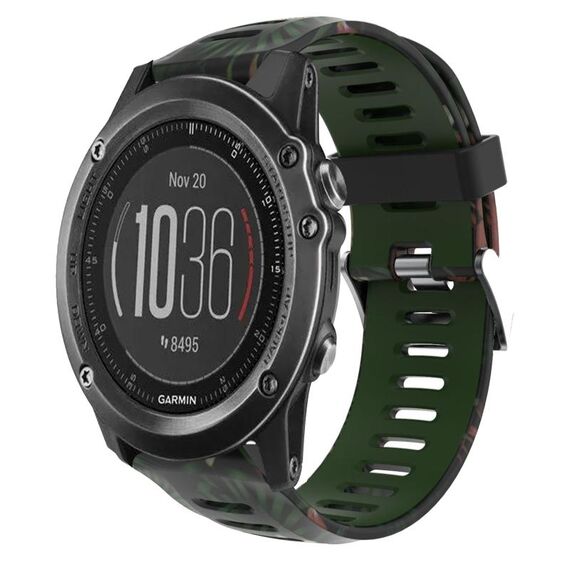 Per Garmin Fenix 3 HR 26mm Cinturino in silicone stampato mimetico (verde militare + mimetico di bambù)