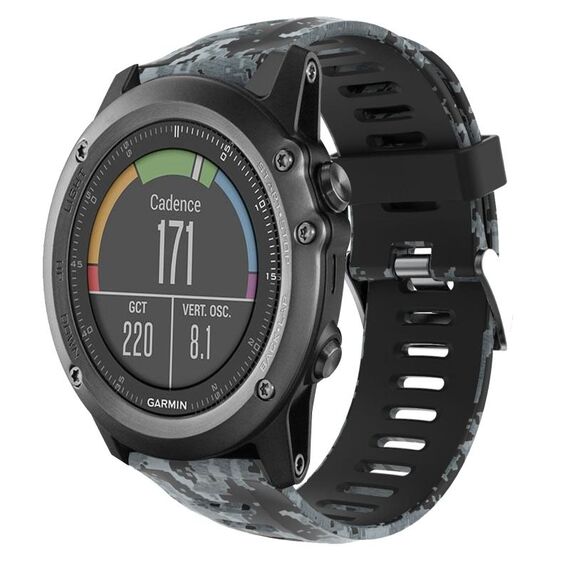 Per Garmin Fenix 3 Sapphire 26mm Cinturino in silicone stampato mimetico (nero + mimetico digitale)