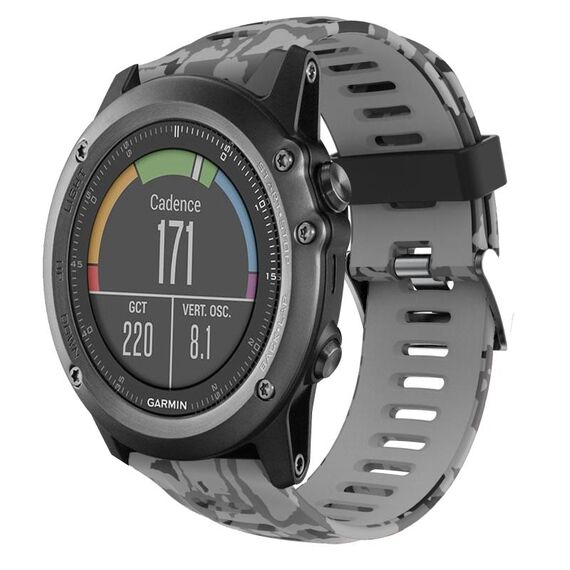 Per Garmin Fenix 3 Sapphire 26mm Cinturino in silicone stampato mimetico (grigio + mimetico militare)