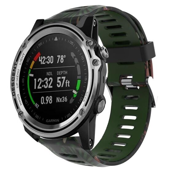 Per Garmin Descent MK 1 26mm Cinturino in silicone stampato mimetico (verde militare + mimetico di bambù)