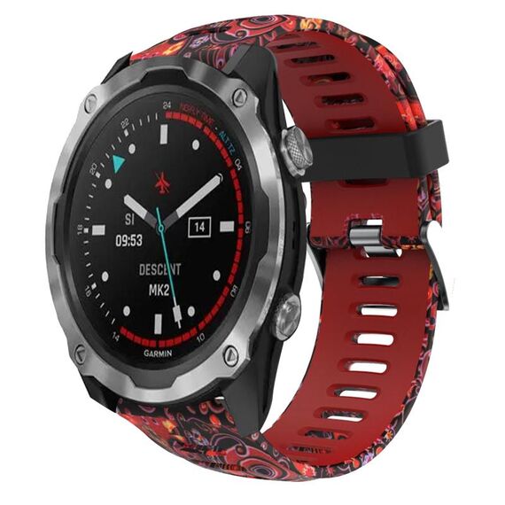 Per Garmin Descent MK 2 26mm Cinturino in silicone stampato mimetico (rosso + mimetico medusa)