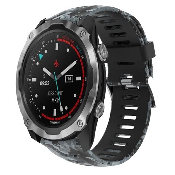 Per Garmin Descent MK 2i 26mm Cinturino in silicone stampato mimetico (nero + mimetico digitale)