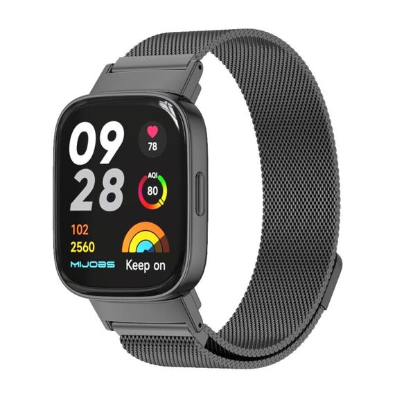 Per Redmi Watch 3 Mijobs Milan cinturino in metallo magnetico (nero)