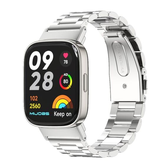 Per Redmi Watch 3 Mijobs Cinturino per orologio in acciaio inossidabile con tre sfere in metallo (argento)
