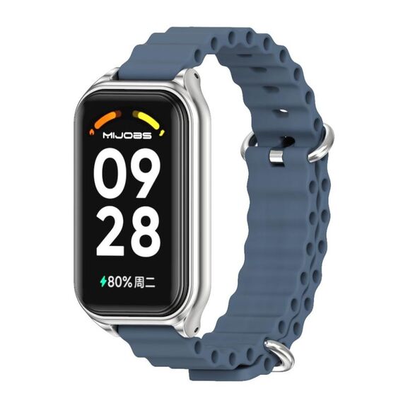 Per Redmi Band 2 Mijobs Metal Shell Ocean Cinturino in silicone (argento blu scuro)