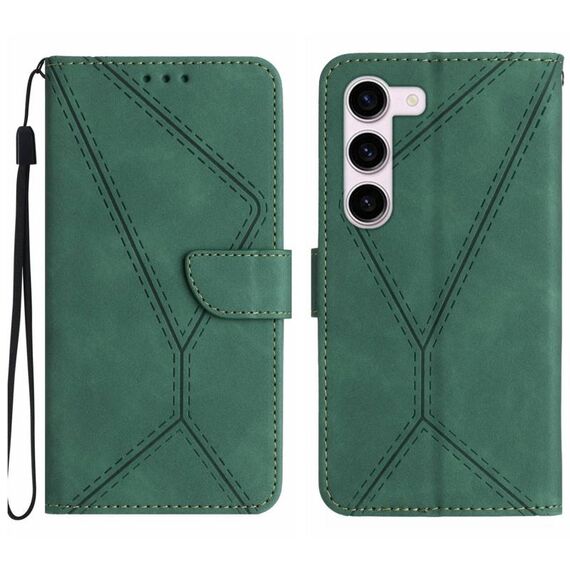 Per Samsung Galaxy S23 + 5G Custodia in pelle goffrata con cuciture (verde)
