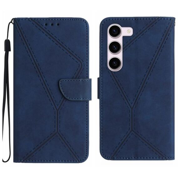 Per Samsung Galaxy S23 + 5G Custodia in pelle goffrata con cuciture (blu)