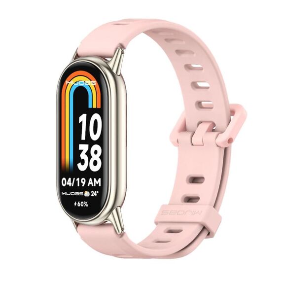 Per Xiaomi Mi Band 8 Mijobs Cinturino in silicone traspirante con foro piatto (rosa + oro chiaro)