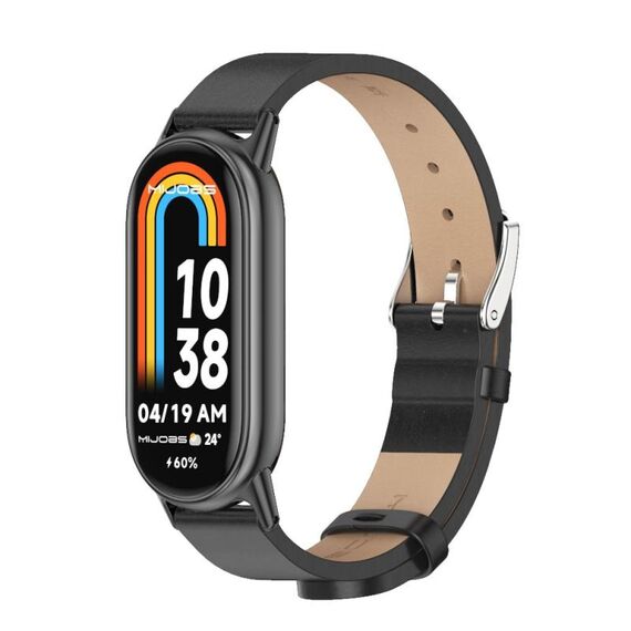 Per Xiaomi Mi Band 8 Mijobs cinturino in pelle PU in microfibra (nero)