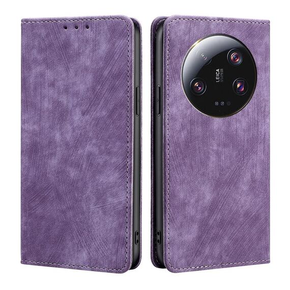 Per Xiaomi 13 Ultra 5G RFID Custodia per telefono in pelle magnetica con pennello antifurto (viola)
