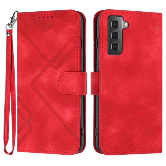 Custodia in pelle per Samsung Galaxy S22 + 5G Line Pattern Skin Feel (rosso)