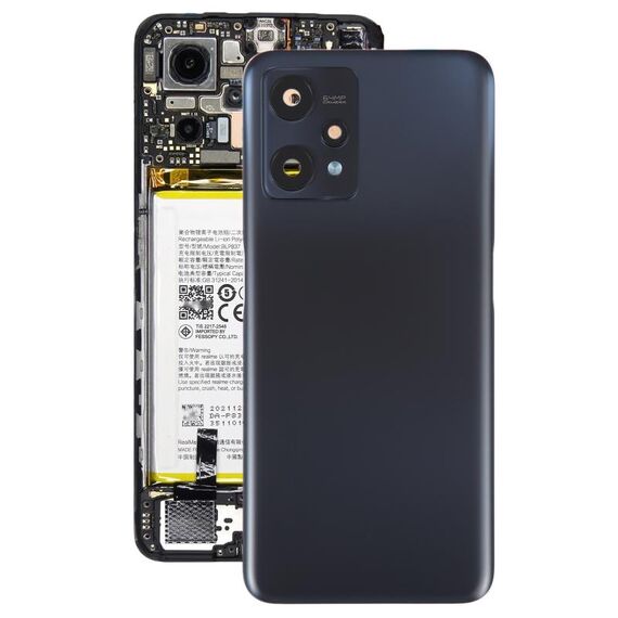 Per Realme 9 Pro Cover posteriore batteria originale con copriobiettivo fotocamera (nero)