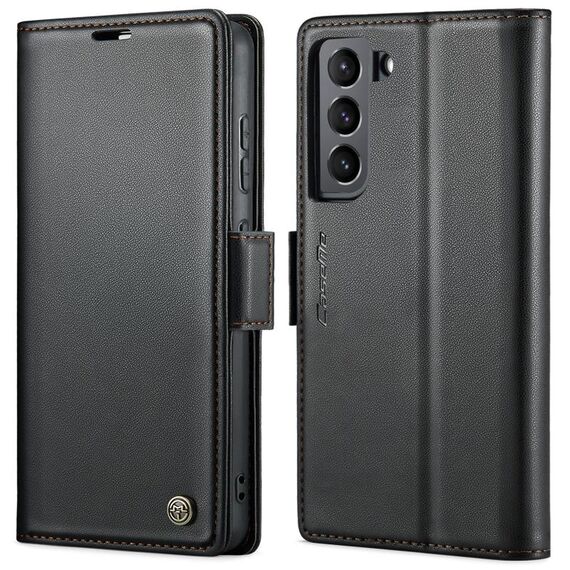 Per Samsung Galaxy S22 + 5G CaseMe 023 Butterfly Buckle Litchi Texture RFID Custodia in pelle antifurto (nero)