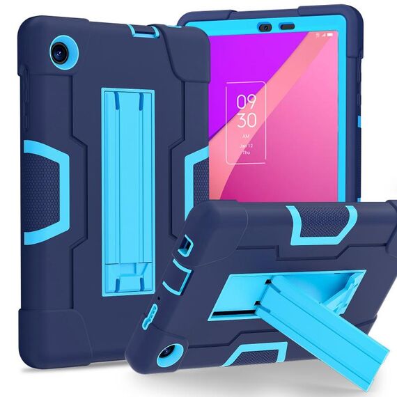 Per TCL Tab 8 LE / WiFi Custodia per tablet PC ibrida in silicone a colori a contrasto con supporto (blu navy)