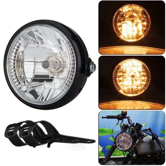 Moto 7 pollici LED faro angelo anello funzione sterzo con staffa (diametro ammortizzatore 28-36 mm)