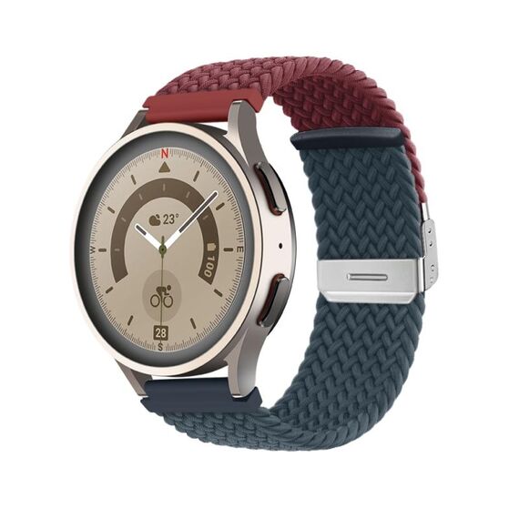 Cinturino per orologio in nylon intrecciato con fibbia da 20 mm (vino rosso blu)