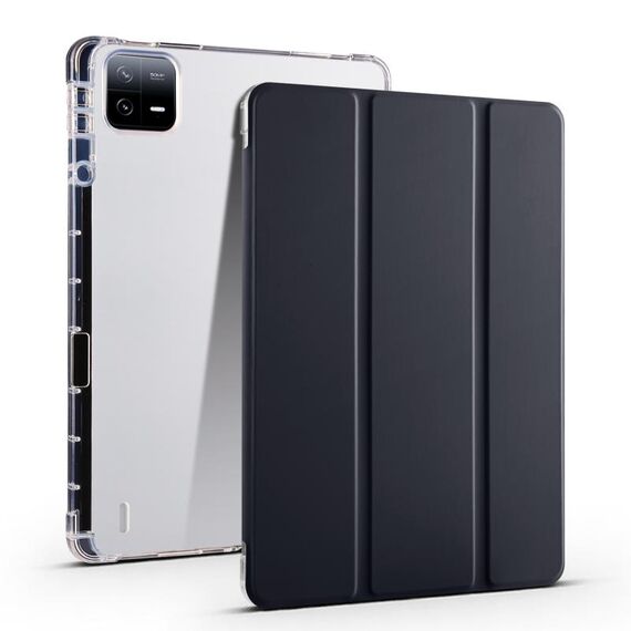 Per Xiaomi Pad 6/6 Pro Custodia per tablet in pelle TPU trasparente a 3 pieghe con slot per penna (nero)