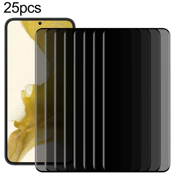 Per Samsung Galaxy S22 5G 25 pezzi Pellicola in vetro temperato per privacy con bordo curvo 3D