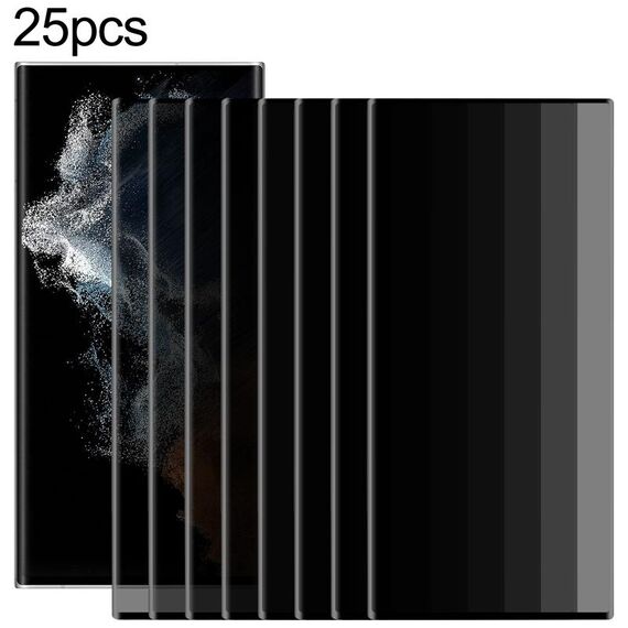 Per Samsung Galaxy S22 Ultra 5G 25 pezzi Pellicola in vetro temperato per la privacy con bordo curvo 3D
