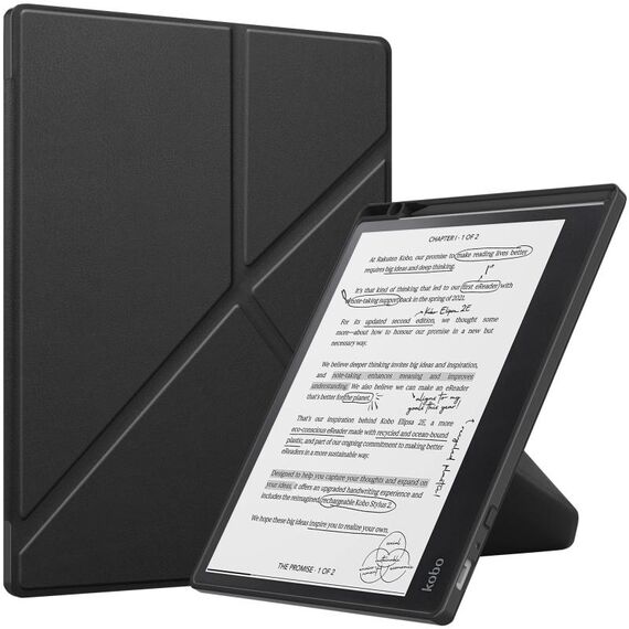 Per Kobo Elipsa 2E Custodia Smart Tablet in pelle TPU con deformazione tinta unita (nero)