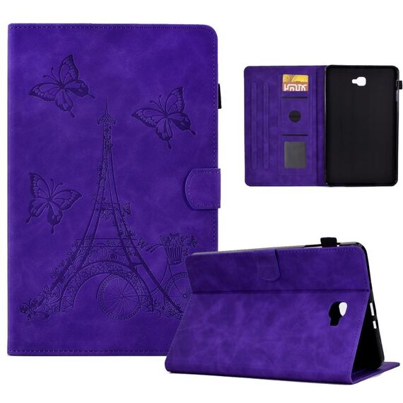 Per Samsung Galaxy Tab A 10.1 2016 T580 Custodia per tablet in pelle goffrata Tower (viola)