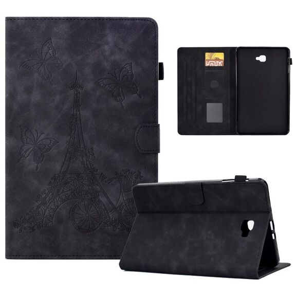 Per Samsung Galaxy Tab A 10.1 2016 T580 Custodia per tablet in pelle goffrata con torre (nero)