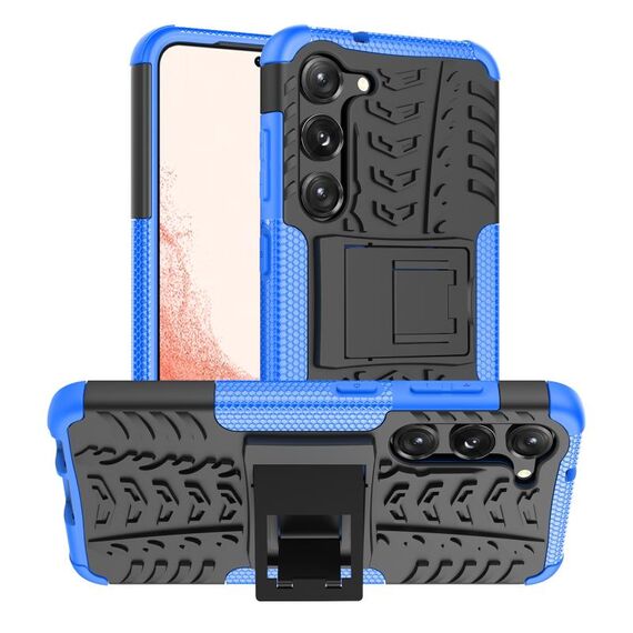 Per Samsung Galaxy S23 5G Tire Texture TPU + custodia per telefono PC con supporto (blu)