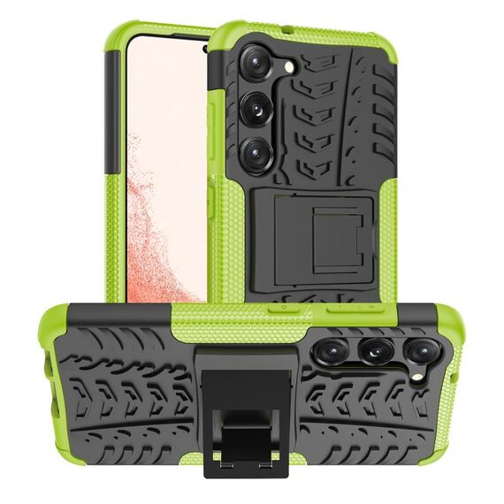 Per Samsung Galaxy S23 5G Texture gomma TPU + custodia per telefono PC con supporto (verde)