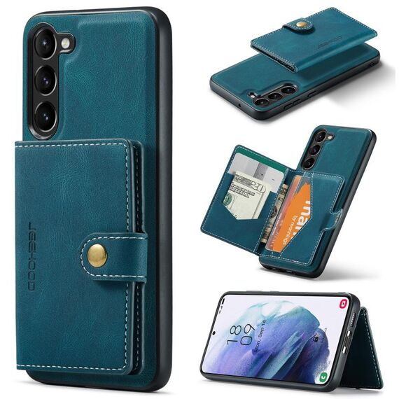 Per Samsung Galaxy S23+ 5G JEEHOOD Custodia a portafoglio staccabile magnetica retrò (blu)