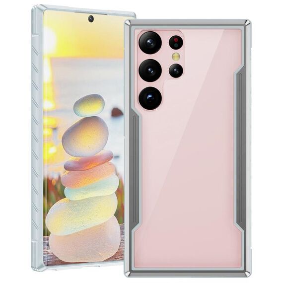 Per Samsung Galaxy S23 Ultra 5G iPAKY Thunder Series telaio in alluminio + paraurti in TPU + custodia antiurto per PC trasparente (grigio)
