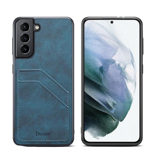 Per Samsung Galaxy S23 5G Denior PU Custodia per telefono con doppio slot per schede (blu)