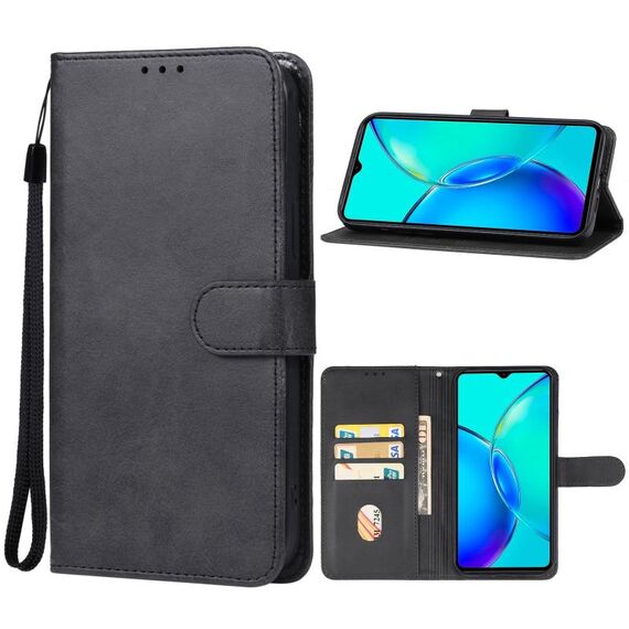 Per vivo Y35 + custodia in pelle per telefono (nero)
