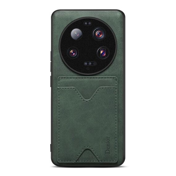 Per Xiaomi 13 Ultra Denior PU Cover posteriore Custodia per telefono con slot per schede (verde)