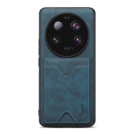 Per Xiaomi 13 Ultra Denior PU Cover posteriore Custodia per telefono con slot per schede (blu)