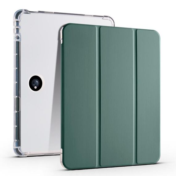 Per OPPO Pad 2 11.6 2023 Custodia per tablet in pelle TPU trasparente a 3 pieghe con slot per penna (verde scuro)