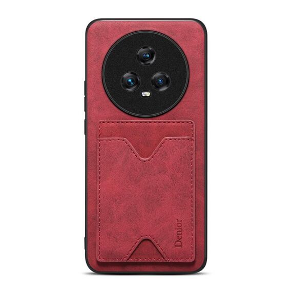 Per Honor Magic5 5G Denior PU Cover posteriore Custodia per telefono con slot per schede (rosso)