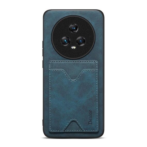 Per Honor Magic5 5G Denior PU Cover posteriore Custodia per telefono con slot per schede (blu)