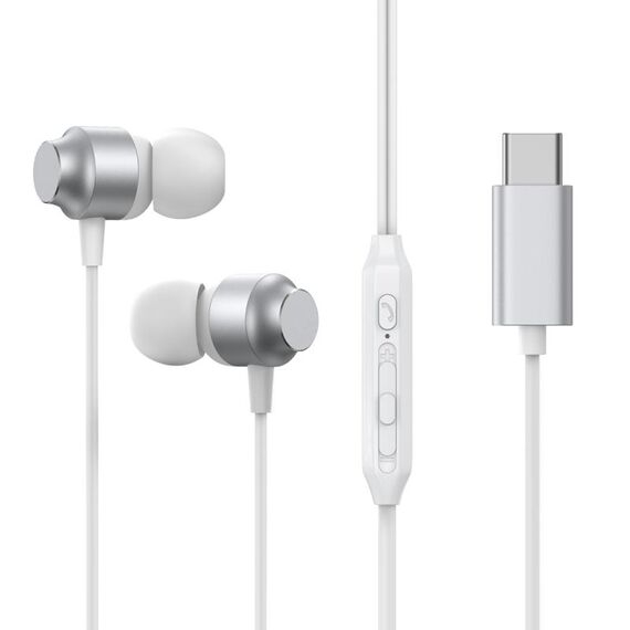 JOYROOM JR-EC06 Auricolare cablato in metallo tipo C in-ear, lunghezza: 1,2 m (bianco)