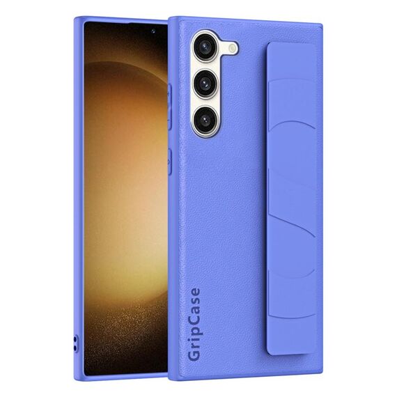Per Samsung Galaxy S23 5G Custodia per cellulare con impugnatura elastica da polso in pelle (viola)