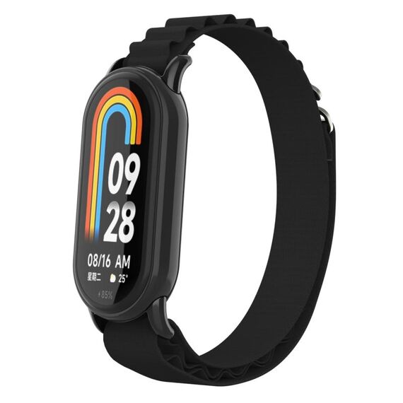 Per Xiaomi Mi Band 8 cinturino in nylon con cinturino in metallo (nero + nero)