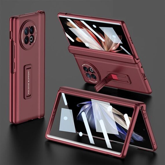 Per vivo X Fold2 GKK Custodia per telefono a copertura totale con cerniera pieghevole integrata con supporto (rosso)