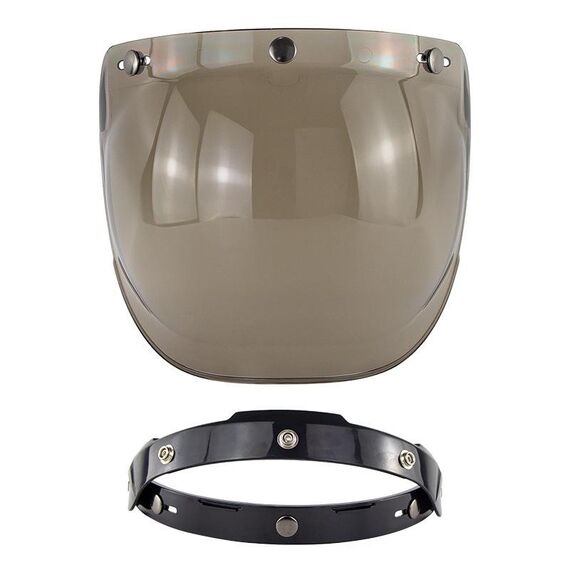 Lente antivento a tre pulsanti per casco da motociclista con staffa (tè chiaro)