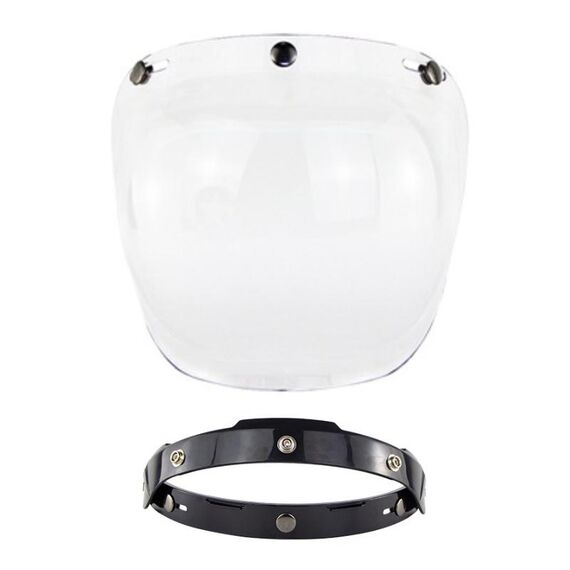 Lente antivento a tre pulsanti per casco moto con staffa (trasparente)