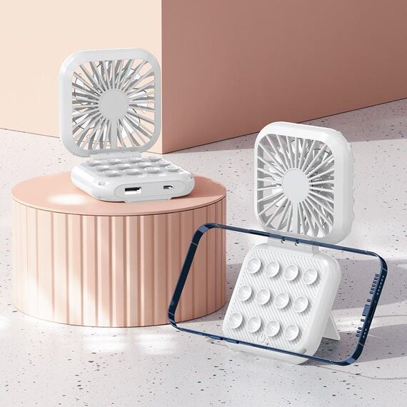 Ventilatore per mini telefono con collo pieghevole Ventilatore per banca di alimentazione con ricarica USB (bianco)