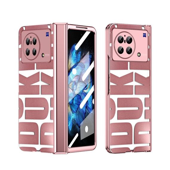 Per vivo X Fold Custodia per telefono pieghevole galvanica integrata con cerniera (oro rosa)