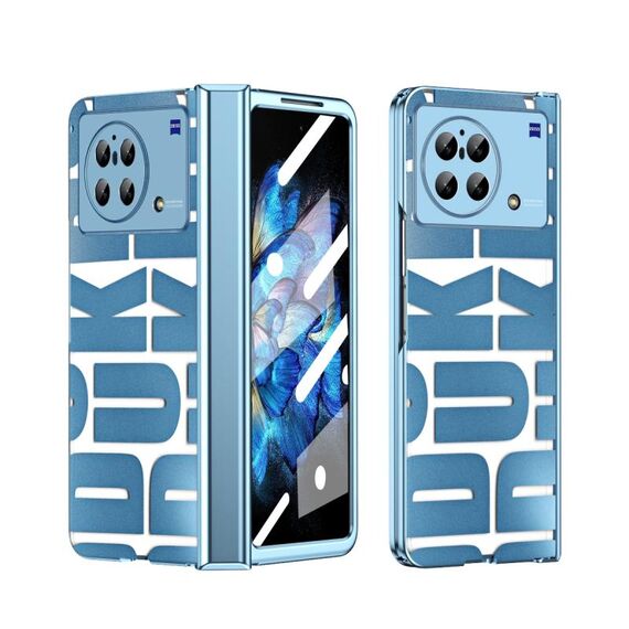 Custodia per telefono pieghevole galvanica integrata per vivo X Fold con cerniera (blu)