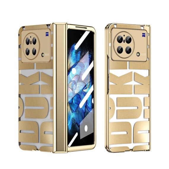 Custodia per telefono pieghevole galvanica integrata per vivo X Fold con cerniera (Tyrant Gold)