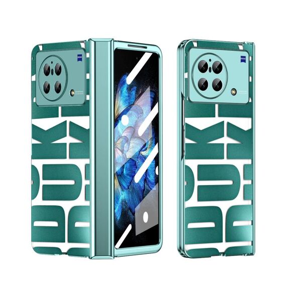 Custodia per telefono pieghevole galvanica integrata per vivo X Fold con cerniera (verde)